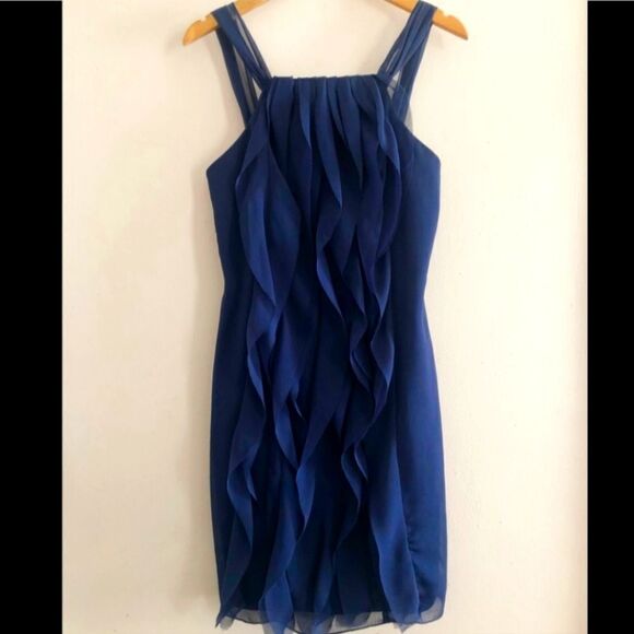 Vera Wang Navy Blue Fringe size 4 No Sash Great condition - Picture 2 of 8